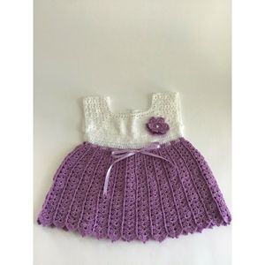 Handmade Dress Girls Knit Crochet Ribbon Waist